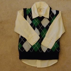 Adorable! White button shirt and sweater vest